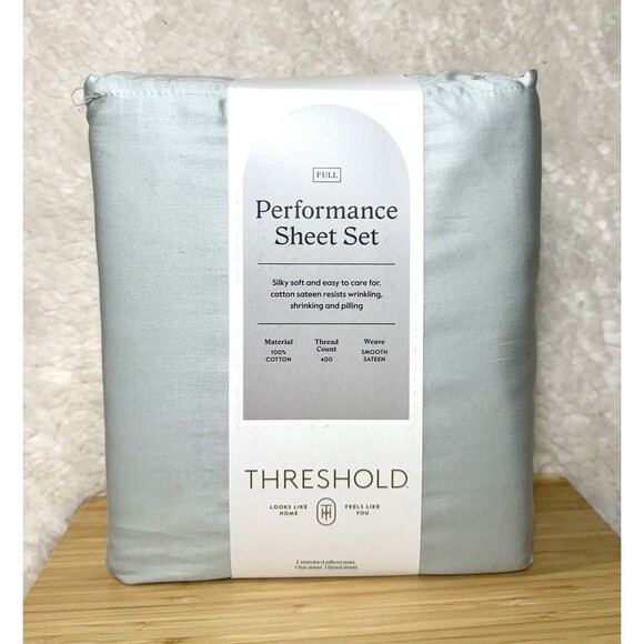 Full Solid Performance 400 Thread Count Sheet Set Silver Green - Threshold - New - Picture 4 of 5